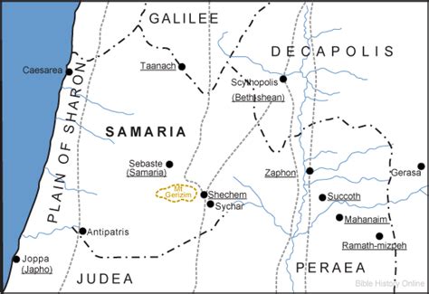 Map Of Samaria Note Locations Of Sebaste Samaria Shechem Sychar Mt