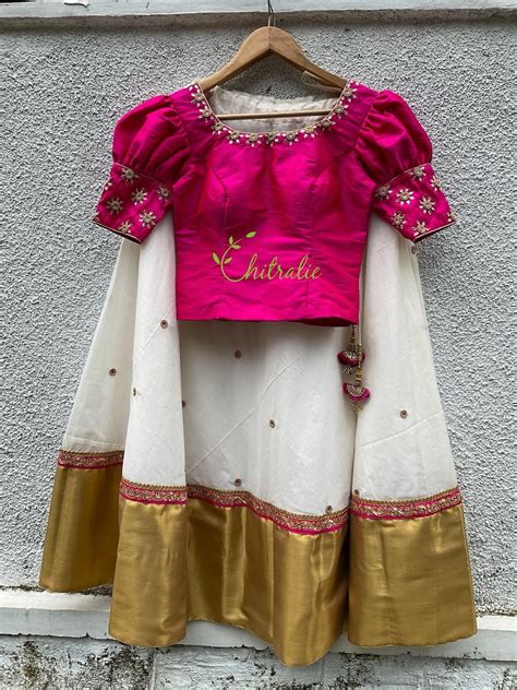 Girls Kerala Traditioal Wear Made Of Gold Kasavu Etsy