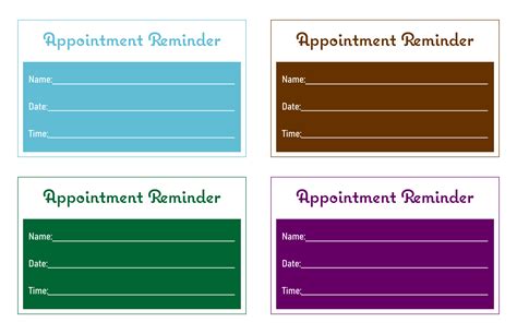 Appointment Cards Template Free