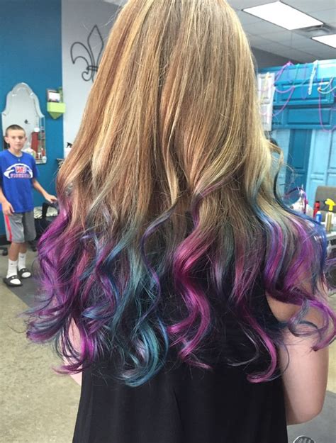 Purple Blue And Turquoise Dip Dye Twisted Salon In