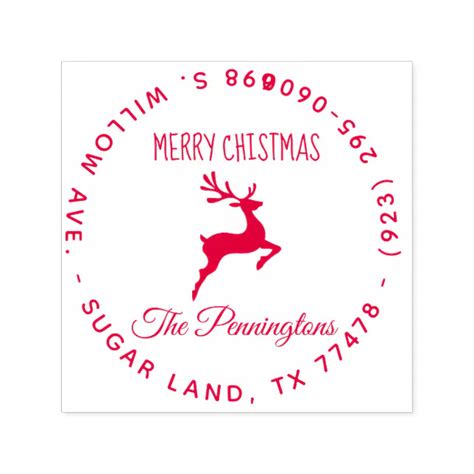 Santas Reindeer Merry Christmas Return Address Self Inking Stamp Zazzle