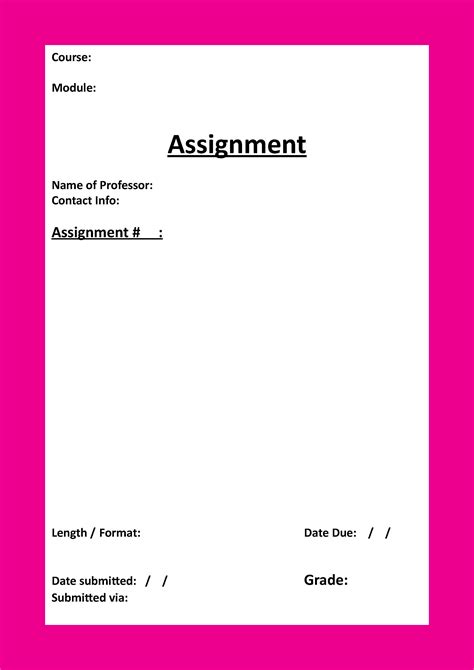 Assignment cover page is the first page of an assignment. How to organize your college binder | Cover page template ...