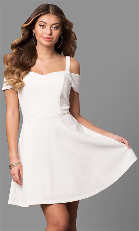 Cold Shoulder Short Sleeve Ivory Graduation Dress Dresses White Cocktail Dress Graduation