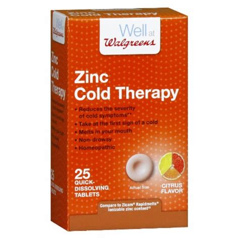 Walgreens Zinc Cold Therapy Quick Dissolving Tablets 25 Ct Fred Meyer