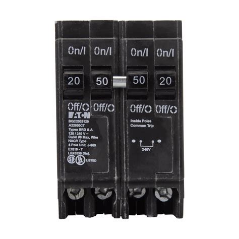 Bqc2502120 Eaton Bqc Quad Brkr 1 50a2p 2 20a1p Com Trip 120240v