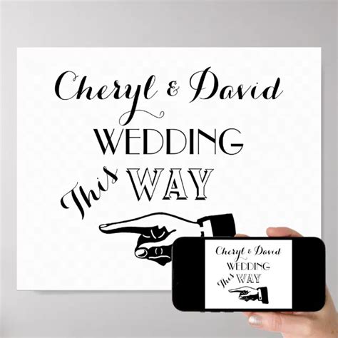 This Way Hand Pointing Custom Wedding Sign Zazzle
