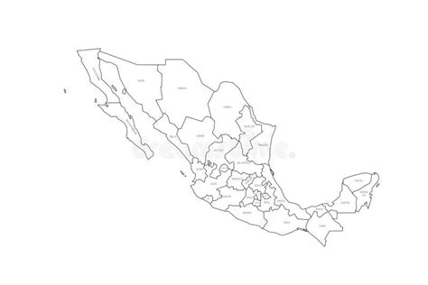Mexico Political Map Of Administrative Divisions Stock Vector