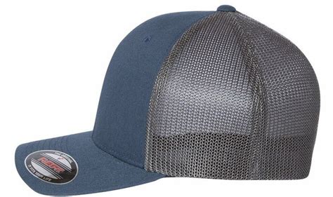 Flexfit Trucker Mesh Baseball Cap Plain Blank Hat Curved Visor New Flex