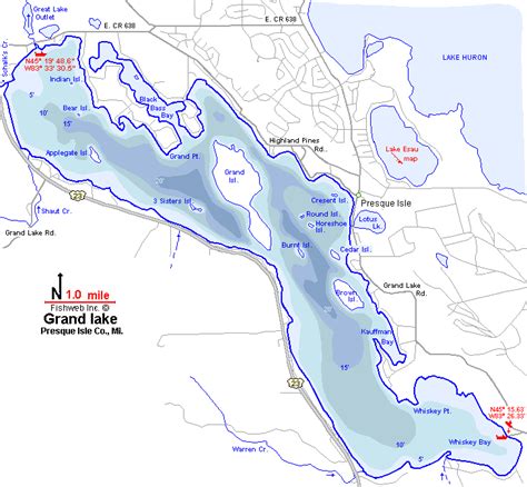 Grand Lake Map Presque Isle County Michigan Fishing Michigan Interactive