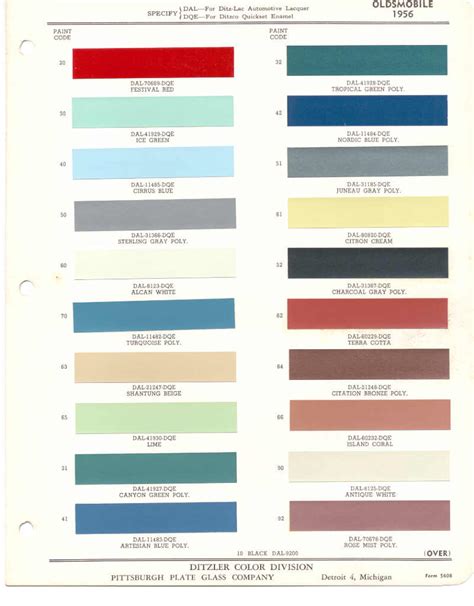 Paint Chips 1956 Oldsmobile