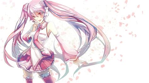 Vocaloid Flowers Pink Hatsune Miku Tie Skirts Long Hair