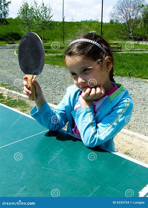 Girl Learn To Play Ping-pong Stock Photo - Image of grass, child: 6333754
