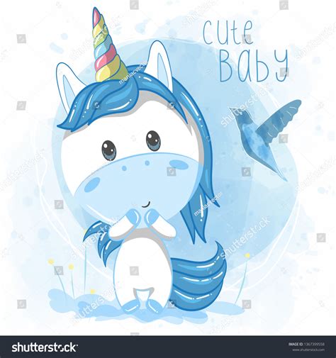 Cute Unicorn Boy On Blue Background Stock Vector Royalty Free