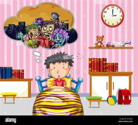 Little Boy Having Nightmare Illustration Stock Vector Image And Art Alamy