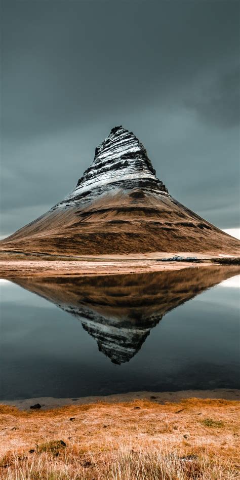 Download Wallpaper 1080x2160 Kirkjufell Mountain Peak Lake
