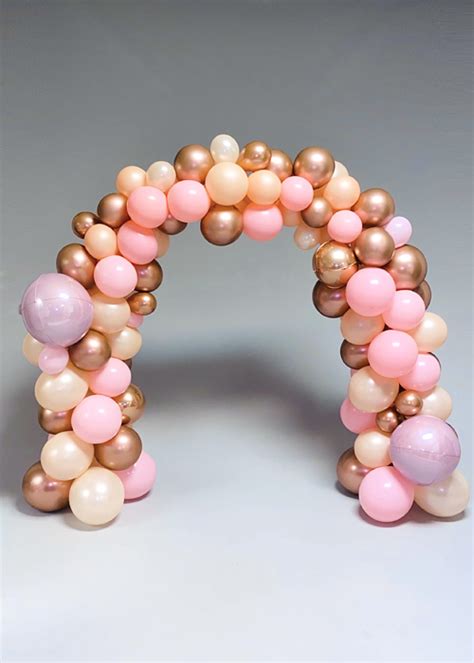 Luxe Pink And Rose Gold Organic Free Standing Midi Balloon Arch