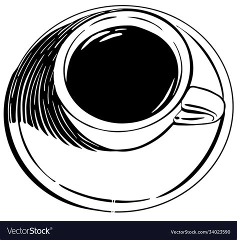 Top View Coffee Cup Hand Drawn Sketch Royalty Free Vector