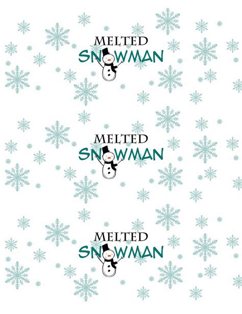 Melted Snowman Water Bottle Labels Free Printable