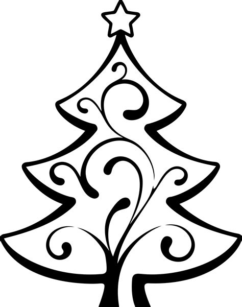library  abstract christmas tree vector transparent  black  white png files clipart