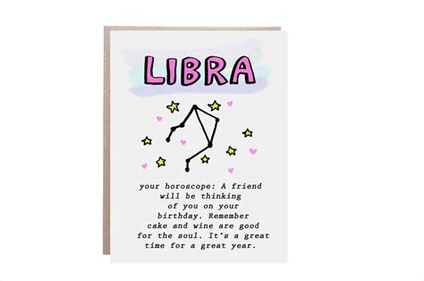 Libra Card Libra Birthday Card Zodiac Card Astrology Card Etsy