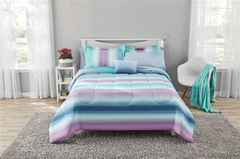 Mainstays Grey Ombre Bed In A Bag Bedding Set 8 Piece Queen Walmart