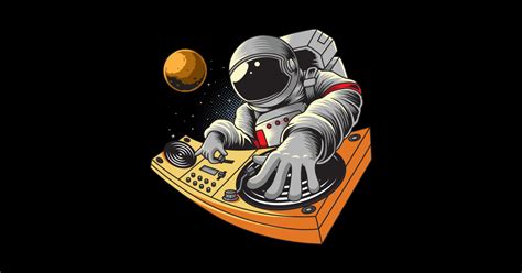 Astronaut Playing Dj In Space Illustration Astronaut Sticker