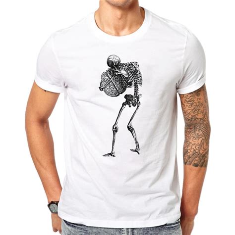 100 Cotton Men T Shirts Fashion Skeleton Skull Design Short Sleeve Casual Tops Hipster Skull