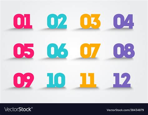 Colorful Bullet Point Numbers Royalty Free Vector Image