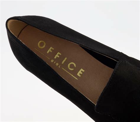 Womens Flats Office Fia Soft Loafers Black Suede Cinde
