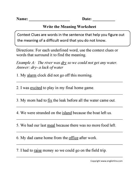 Context Clues Worksheet With Answers