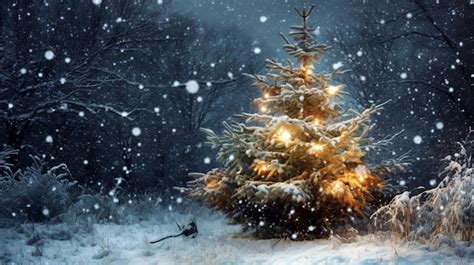 Premium Ai Image This Snow Covered Christmas Tree Stands Out Brightly