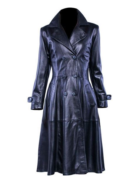 Women Genuine Lambskin Leather Coat Custom Black Plus Size Made Long Coat Handmade Trenchcoat