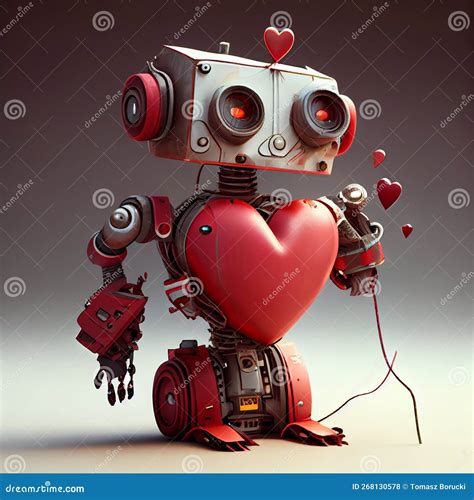 Cyborg Robot In Love With Hearts Stock Photo Image Of Autonomic