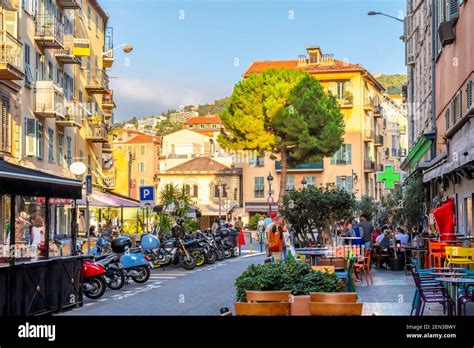 Cafes And Shops Fill The Crowded Historic Center Of Old Town Vieux Nice