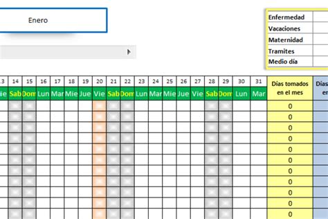 Planilla De Excel De Calendario De Vacaciones De Empleados