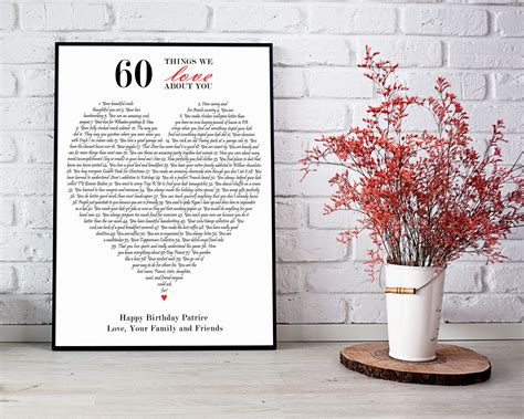 60 Things We Love About You Printable Personalized 60th Etsy Uk
