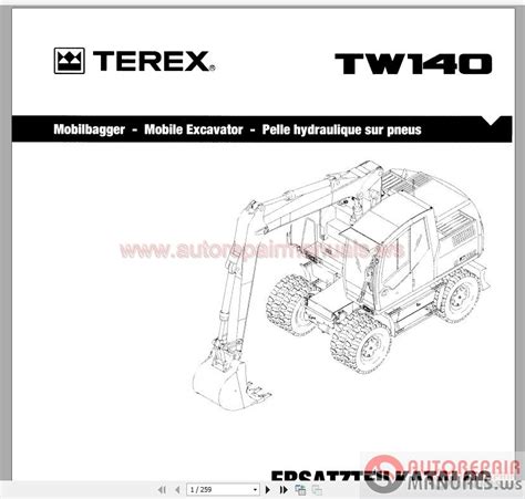 Terex Mini Wheeled Excavators Tw 140 Part Manual Auto Repair Manual
