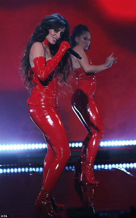 camila cabello wears red pvc to perform liar on graham norton daily mail online