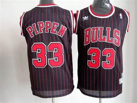 Bulls 33 Scottie Pippen Black With Red Strip Throwback Stitched Nba