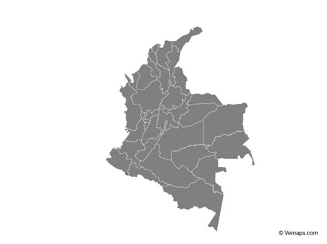 Outline Map Of Colombia With Departments Free Vector Maps