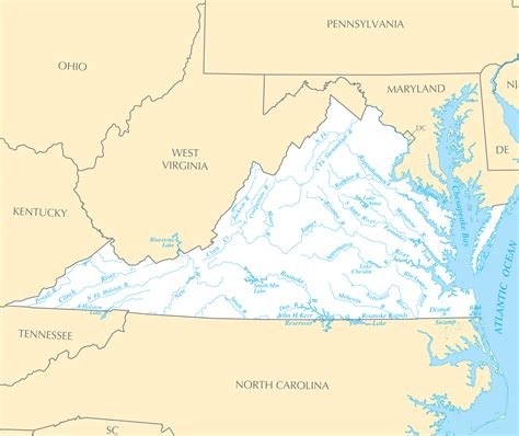 Map Of Virginia Rivers And Cities United States Map
