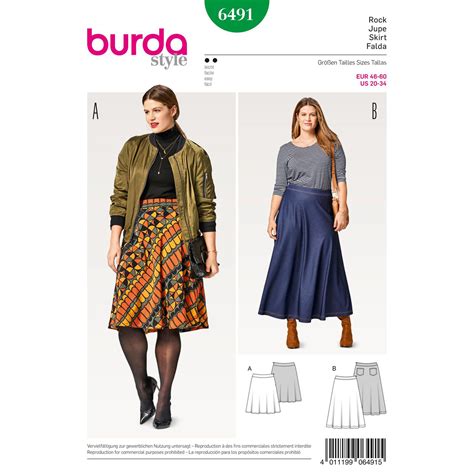 Burda Burda Style Pattern B6491 Misses Flared Skirt