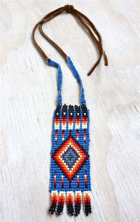 Vintage Native American Seed Bead Necklace Etsy Bead Work Beadwork