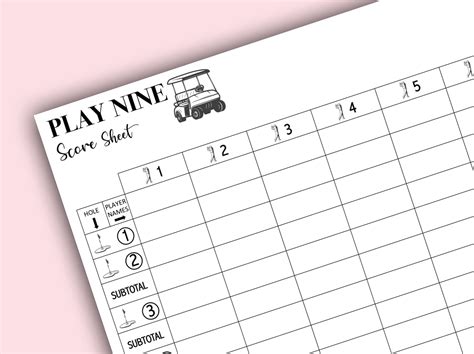 Play Nine Score Sheets Play Nine Score Cards Printable Etsy Canada