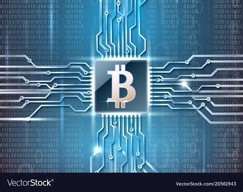 Bitcoin Symbol On Microchip Royalty Free Vector Image