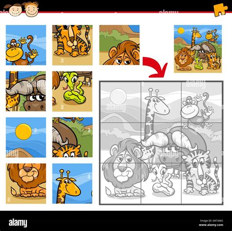 Safari Animals Jigsaw Puzzle Game Stock Vector Image And Art Alamy