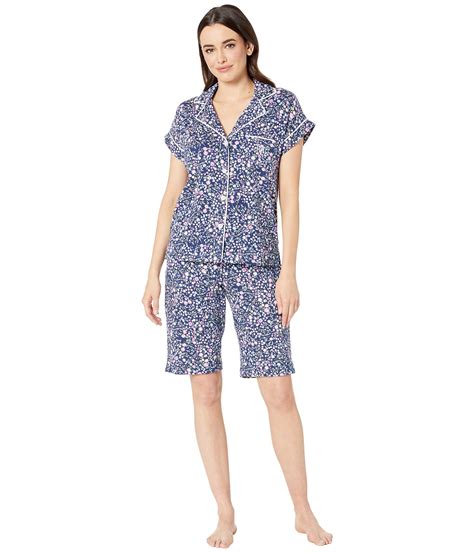 Lyst Lauren By Ralph Lauren Notch Collar Bermuda Shorts Pajama Set