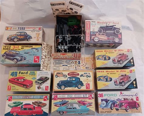 Vintage Model Car Kits Junkyard Lot 10 1960s Amt And Box Full Parts 2