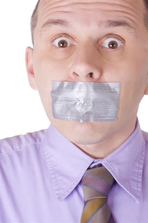 Man With Taped Mouth Stock Photo Image Of Captivity Surprised