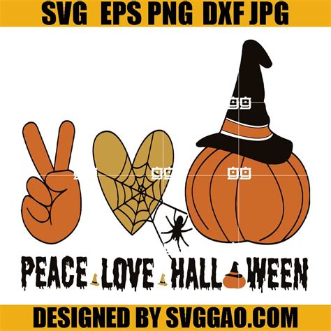 Peace Love Halloween SVG, Scary Pumpkin SVG